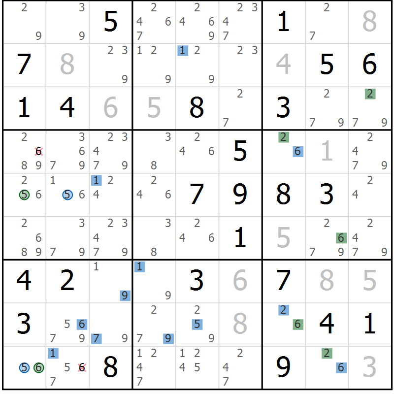 Position des candidats pour la solution de la Gr 75 page 78 du magazine de sudoku Suprême n° 029