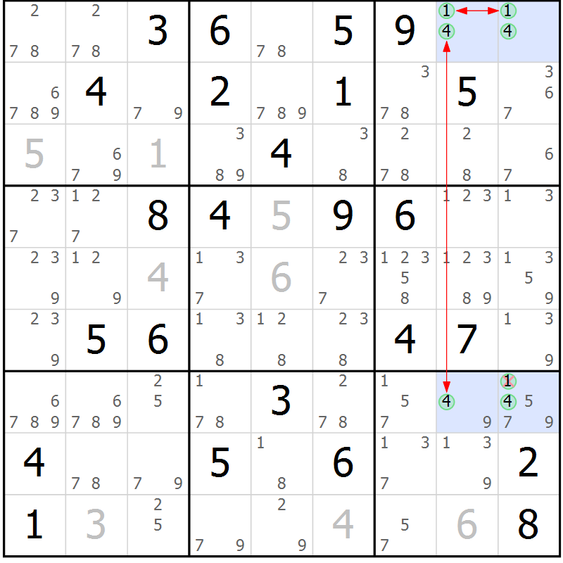 Position des candidats pour la solution de la Gr 76 page 79 du magazine de sudoku Suprême n° 029
