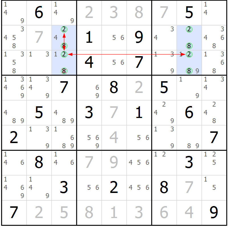 Position des candidats pour la solution de la Gr 77 page 80 du magazine de sudoku Suprême n° 029
