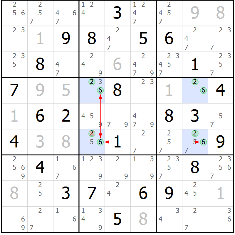 Position des candidats pour la solution de la Gr 84 page 87 du magazine de sudoku Suprême n° 029