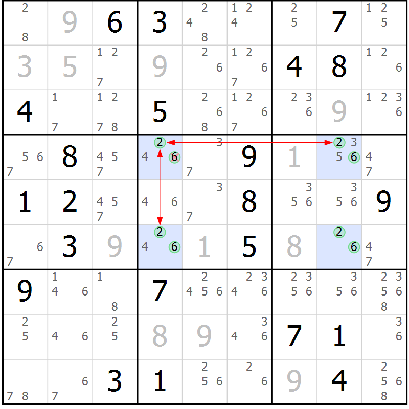 Position des candidats pour la solution de la Gr 10 page 13 du magazine de sudoku Suprême n° 030