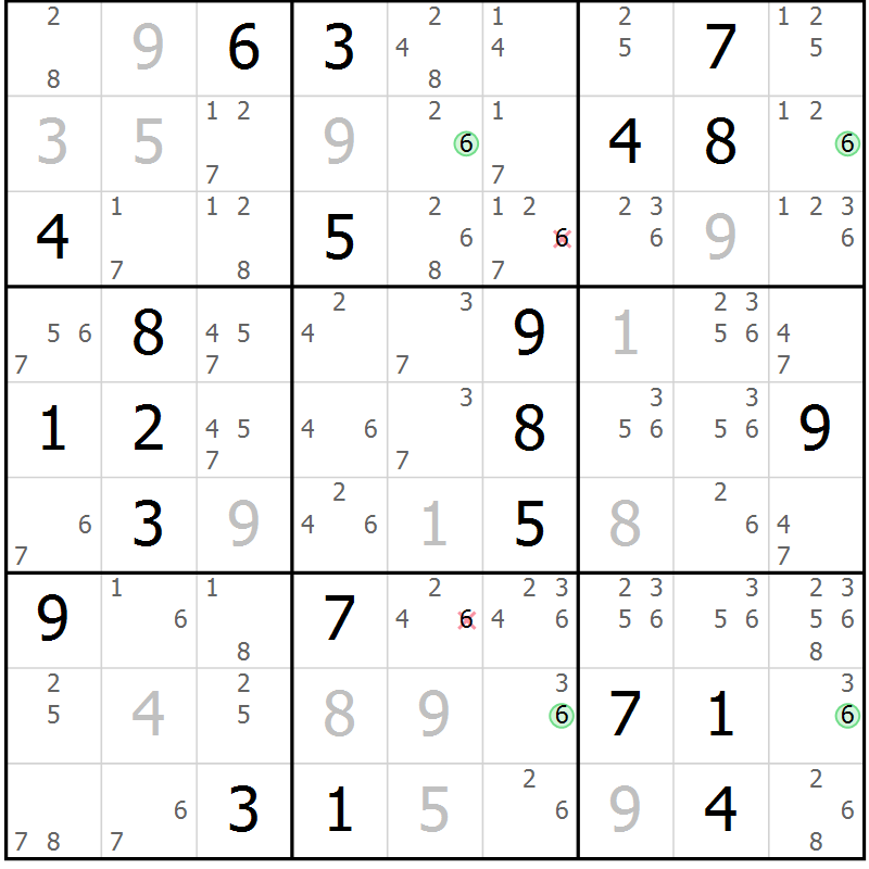 Position des candidats pour la solution de la Gr 10 page 13 du magazine de sudoku Suprême n° 030