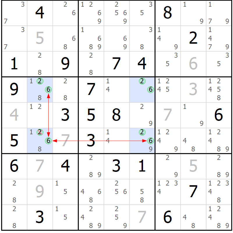 Position des candidats pour la solution de la Gr 12 page 15 du magazine de sudoku Suprême n° 030