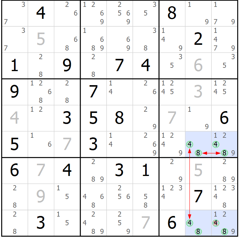 Position des candidats pour la solution de la Gr 12 page 15 du magazine de sudoku Suprême n° 030