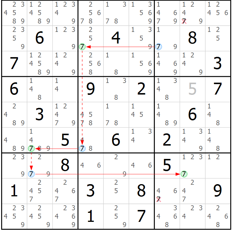 Position des candidats pour la solution de la Gr 13 page 16 du magazine de sudoku Suprême n° 030