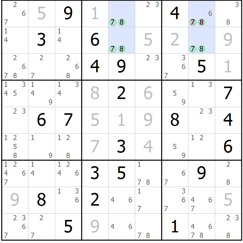 Position des candidats pour la solution de la Gr 20 page 23 du magazine de sudoku Suprême n° 030