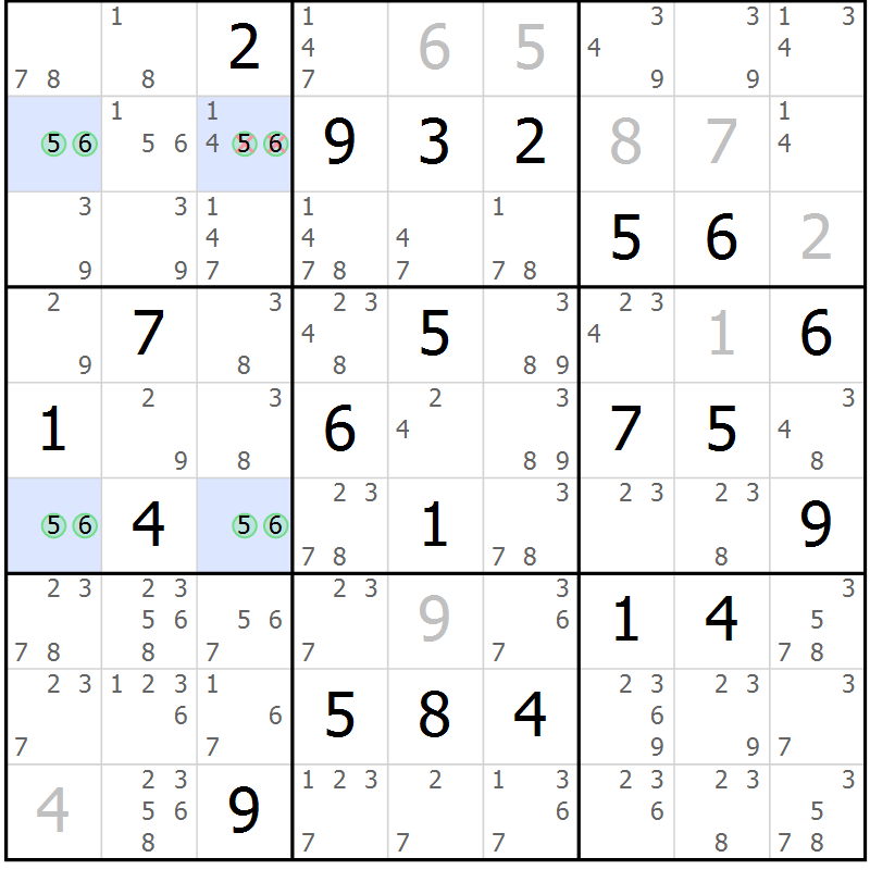 Position des candidats pour la solution de la Gr 22 page 25 du magazine de sudoku Suprême n° 030