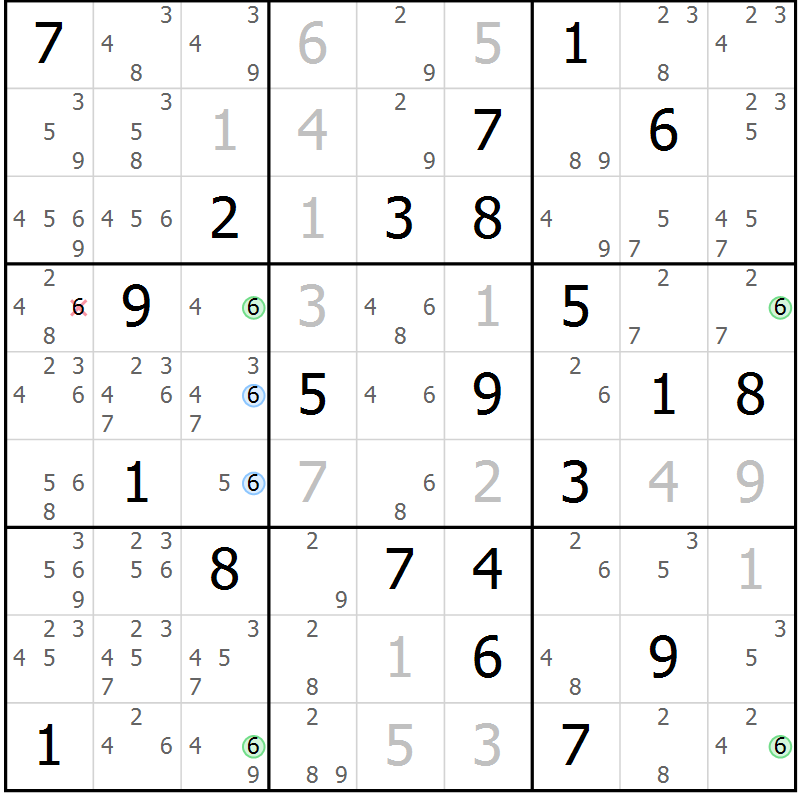 Position des candidats pour la solution de la Gr 26 page 29 du magazine de sudoku Suprême n° 030
