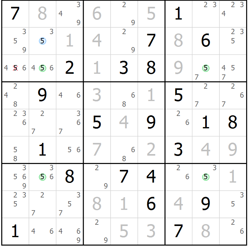 Position des candidats pour la solution de la Gr 26 page 29 du magazine de sudoku Suprême n° 030