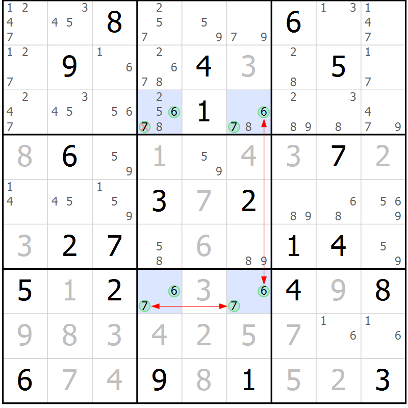 Position des candidats pour la solution de la Gr 29 page 32 du magazine de sudoku Suprême n° 030