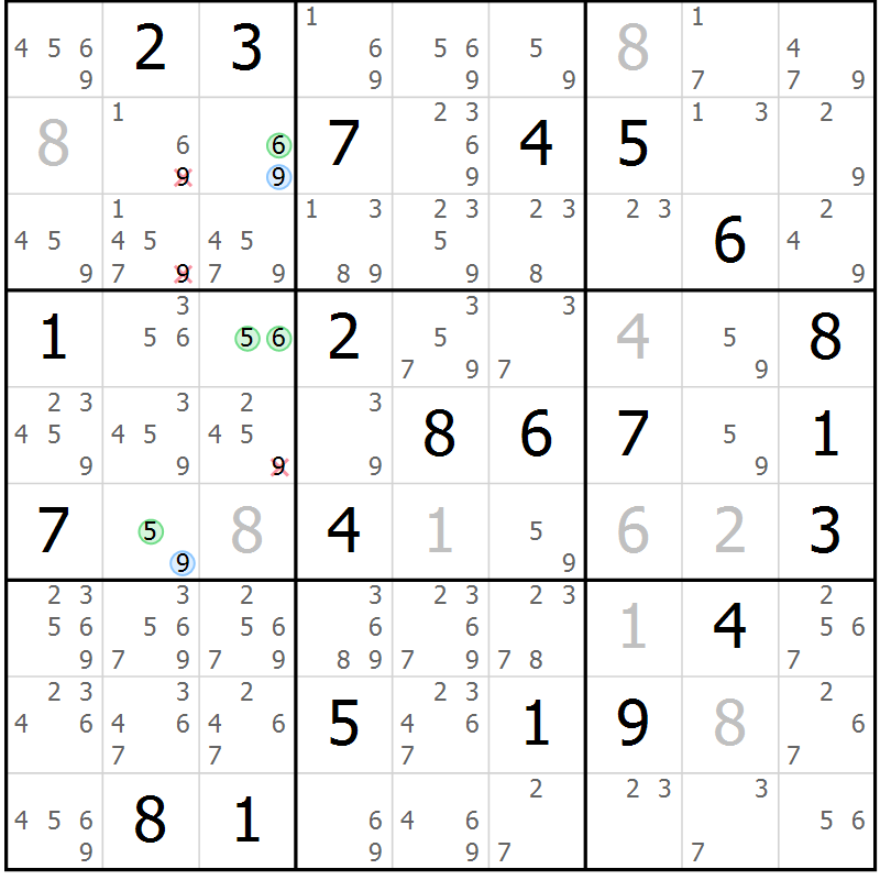 Position des candidats pour la solution de la Gr 31 page 34 du magazine de sudoku Suprême n° 030