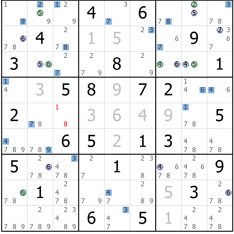 Position des candidats pour la solution de la Gr 32 page 35 du magazine de sudoku Suprême n° 030