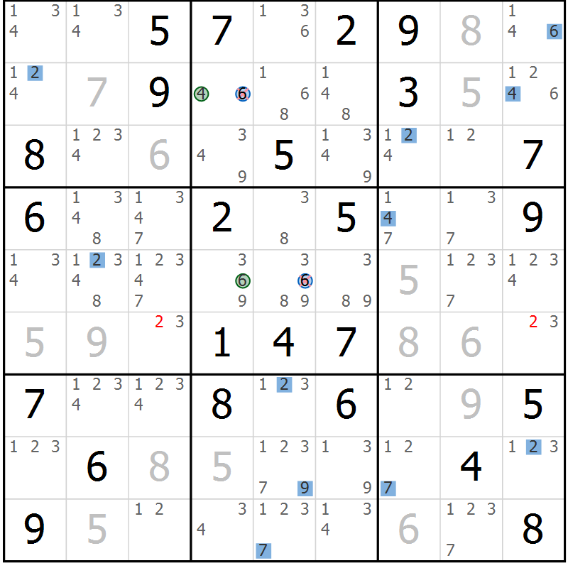 Position des candidats pour la solution de la Gr 34 page 37 du magazine de sudoku Suprême n° 030