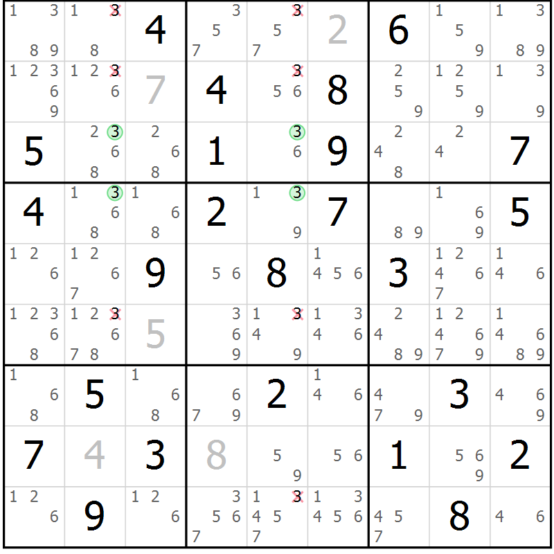Position des candidats pour la solution de la Gr 37 page 40 du magazine de sudoku Suprême n° 030