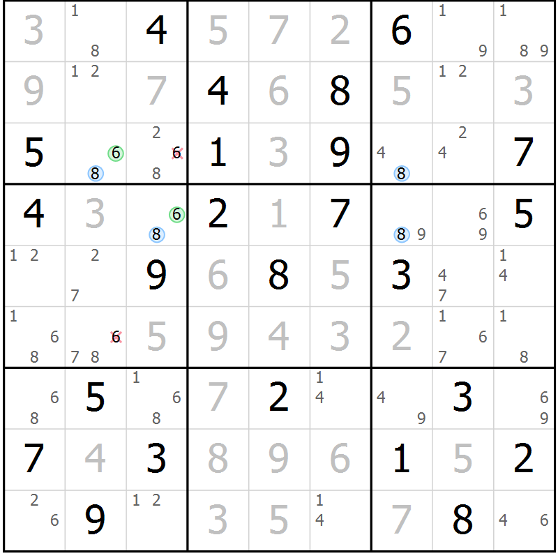 Position des candidats pour la solution de la Gr 37 page 40 du magazine de sudoku Suprême n° 030