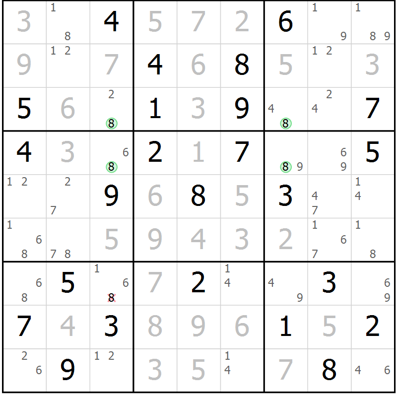 Position des candidats pour la solution de la Gr 37 page 40 du magazine de sudoku Suprême n° 030