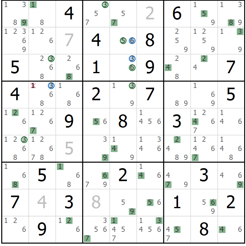 Position des candidats pour la solution de la Gr 37 page 40 du magazine de sudoku Suprême n° 030