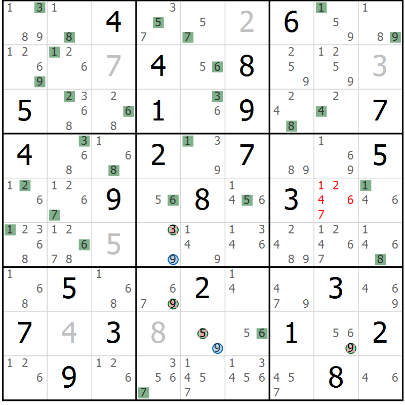 Position des candidats pour la solution de la Gr 37 page 40 du magazine de sudoku Suprême n° 030