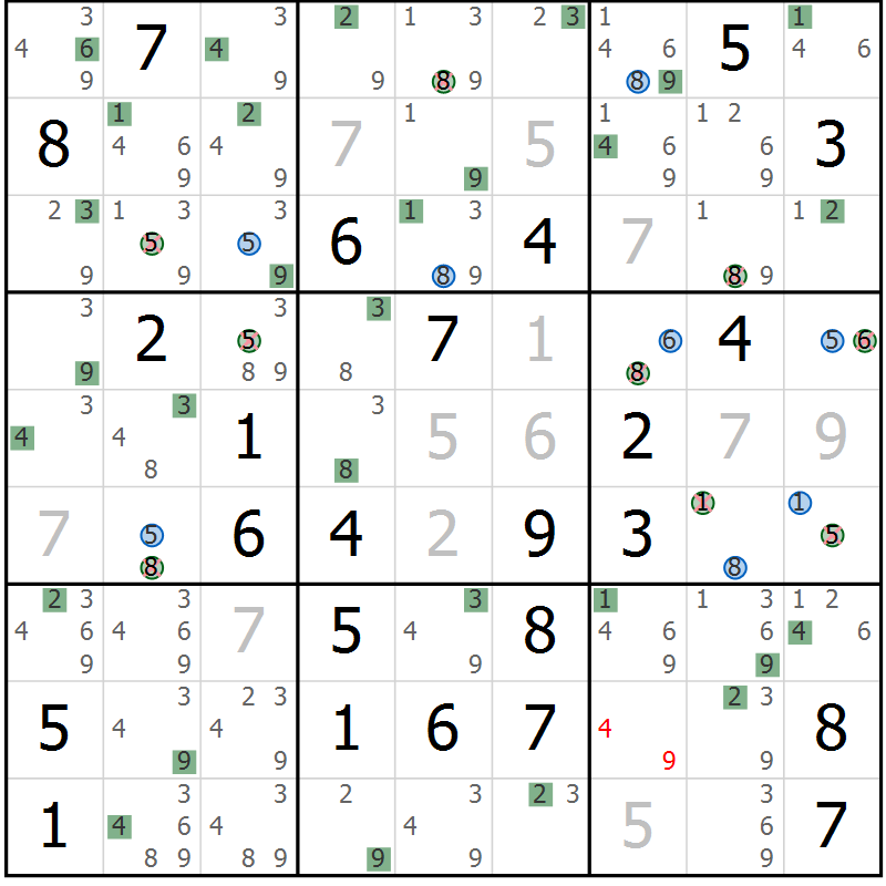 Position des candidats pour la solution de la Gr 38 page 41 du magazine de sudoku Suprême n° 030