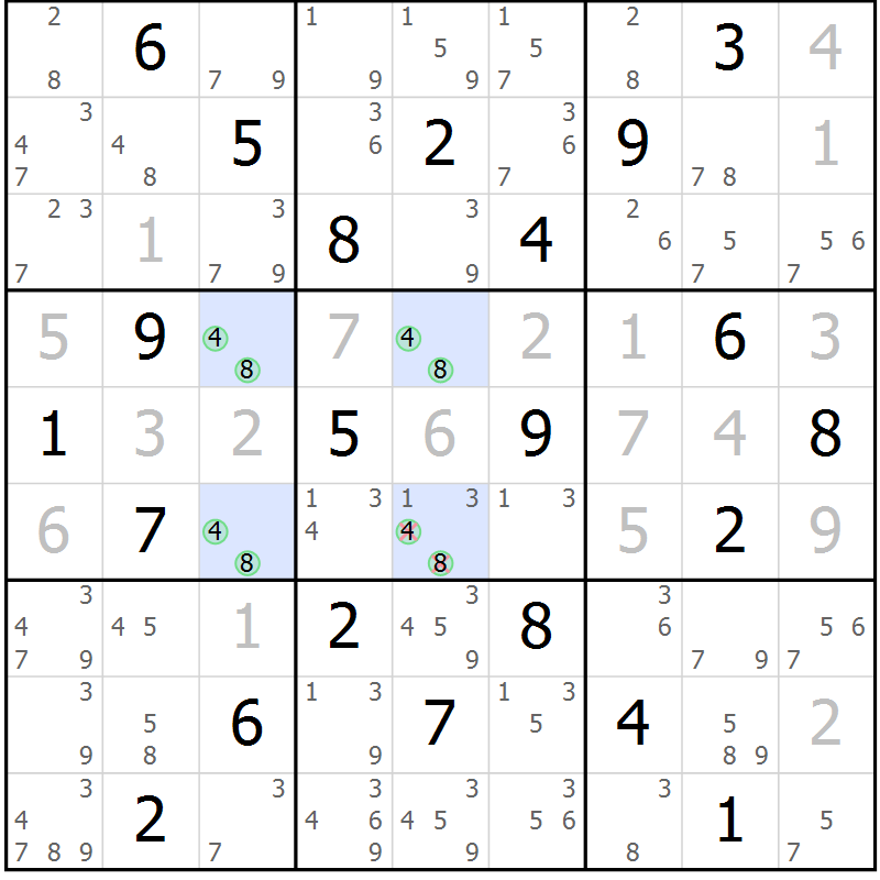 Position des candidats pour la solution de la Gr 4 page 7 du magazine de sudoku Suprême n° 030