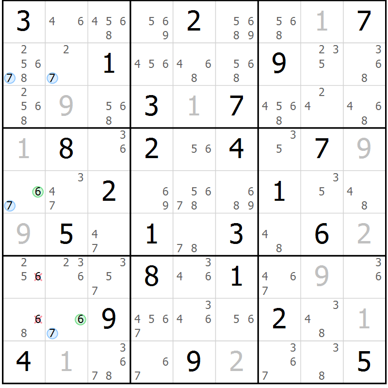 Position des candidats pour la solution de la Gr 47 page 50 du magazine de sudoku Suprême n° 030