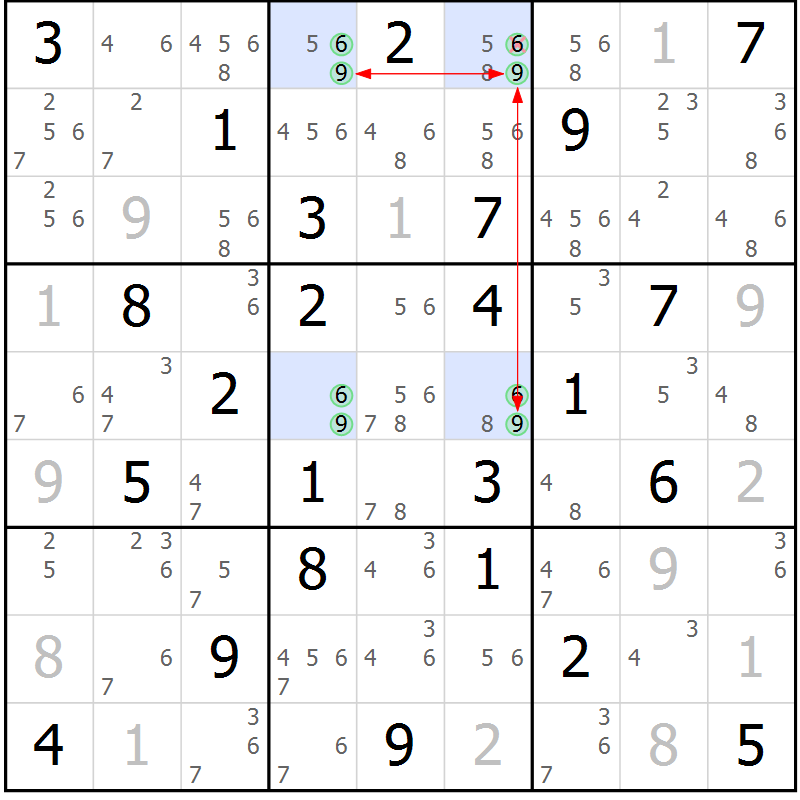 Position des candidats pour la solution de la Gr 47 page 50 du magazine de sudoku Suprême n° 030