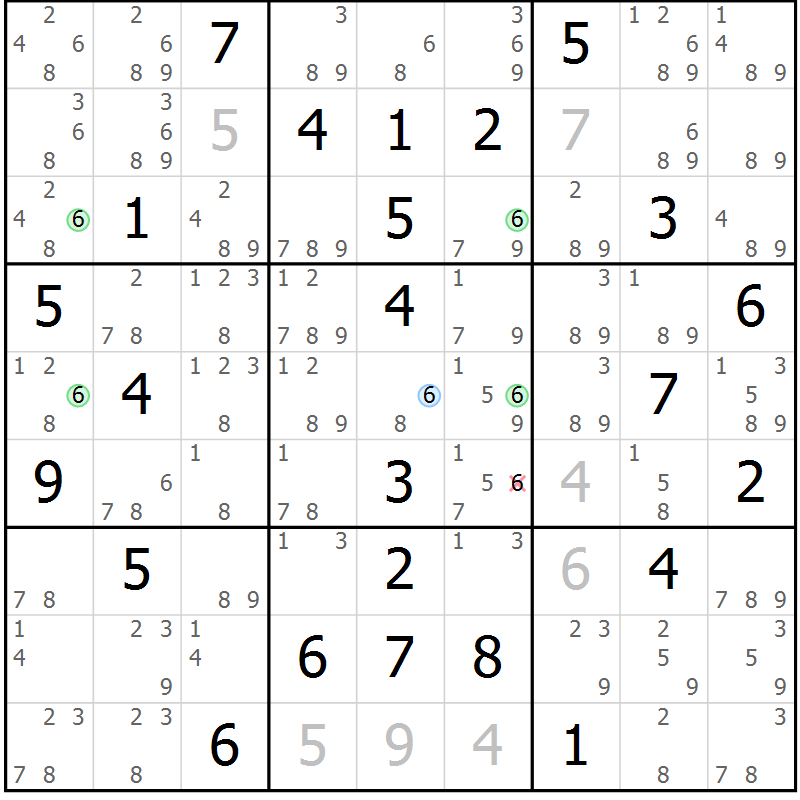 Position des candidats pour la solution de la Gr 49 page 52 du magazine de sudoku Suprême n° 030