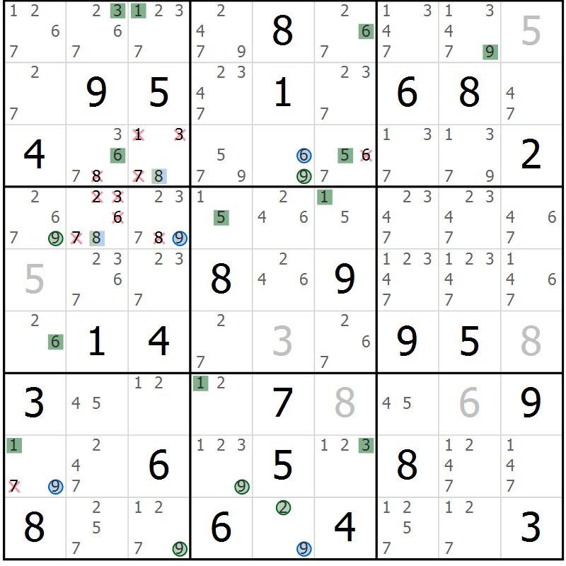 Position des candidats pour la solution de la Gr 51 page 54 du magazine de sudoku Suprême n° 030