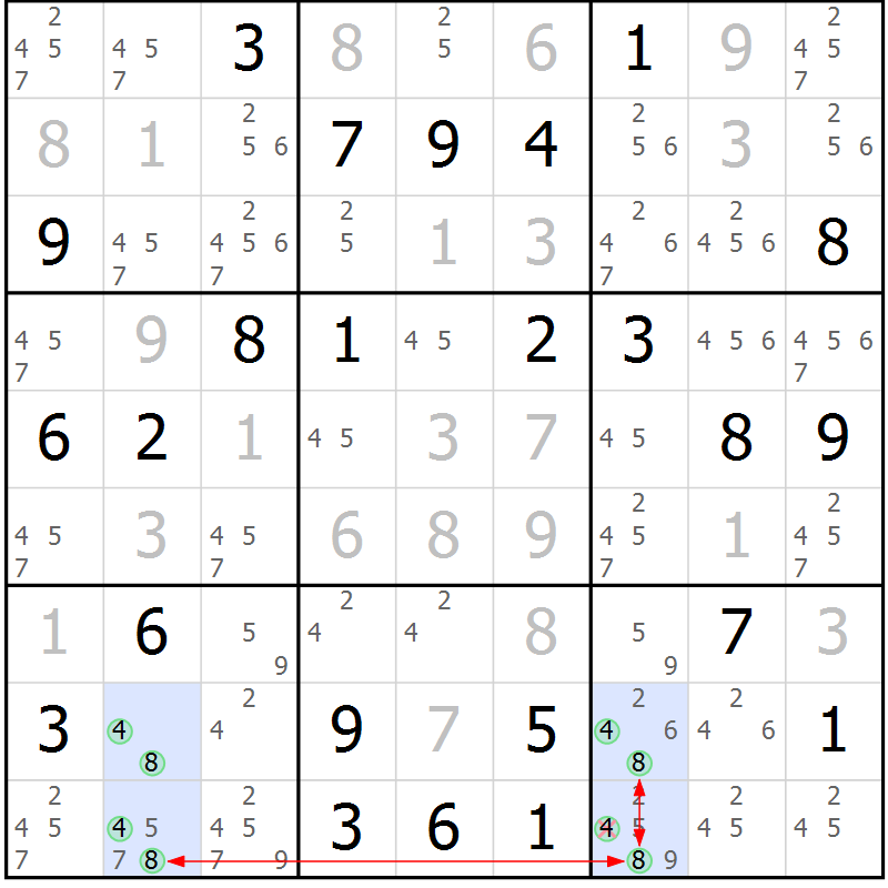 Position des candidats pour la solution de la Gr 52 page 55 du magazine de sudoku Suprême n° 030