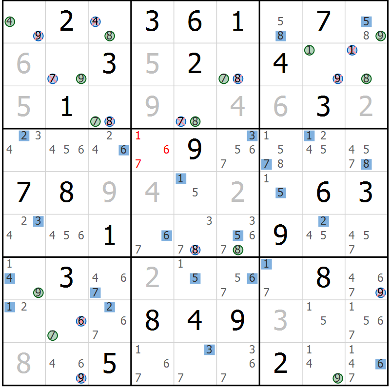Position des candidats pour la solution de la Gr 59 page 62 du magazine de sudoku Suprême n° 030