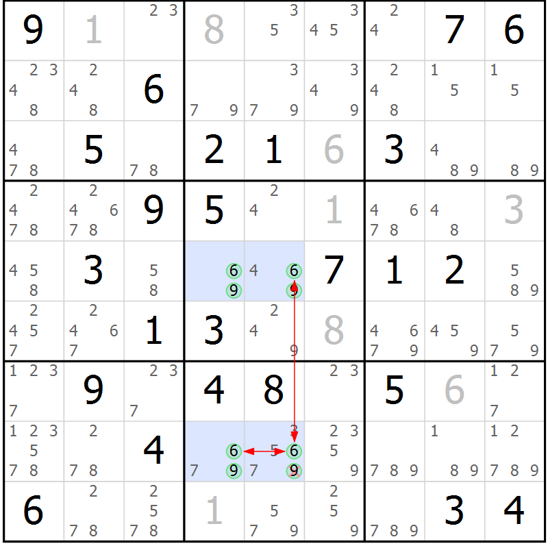 Position des candidats pour la solution de la Gr 60 page 63 du magazine de sudoku Suprême n° 030