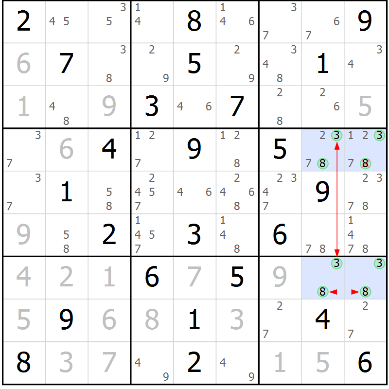 Position des candidats pour la solution de la Gr 61 page 64 du magazine de sudoku Suprême n° 030