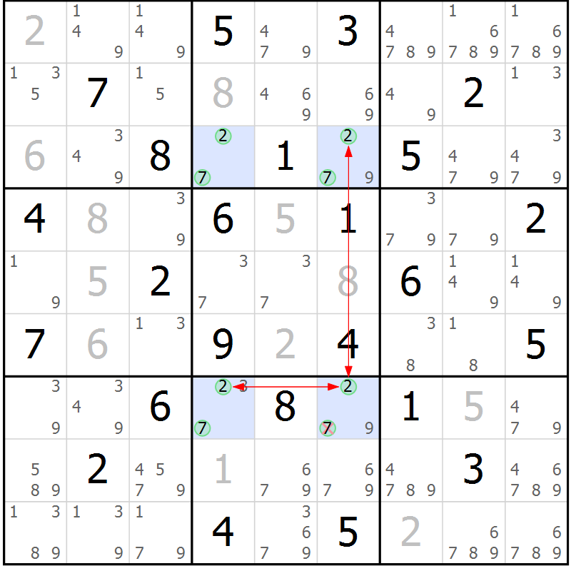 Position des candidats pour la solution de la Gr 62 page 65 du magazine de sudoku Suprême n° 030