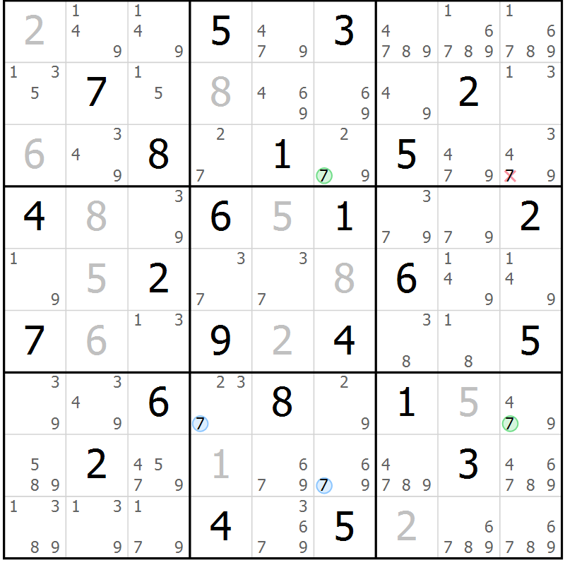 Position des candidats pour la solution de la Gr 62 page 65 du magazine de sudoku Suprême n° 030