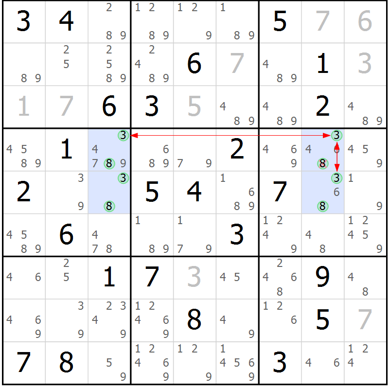 Position des candidats pour la solution de la Gr 66 page 69 du magazine de sudoku Suprême n° 030