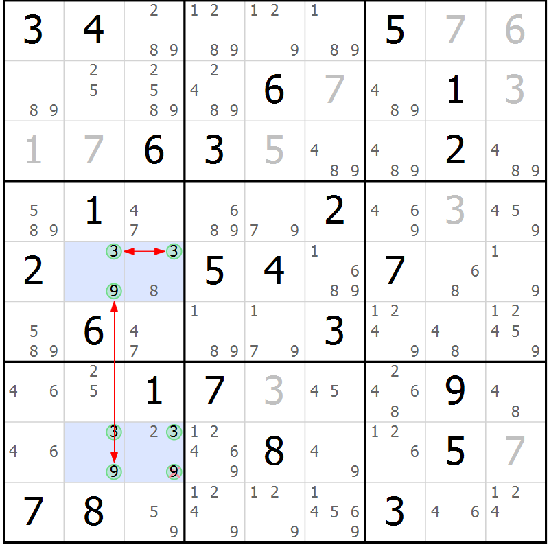 Position des candidats pour la solution de la Gr 66 page 69 du magazine de sudoku Suprême n° 030
