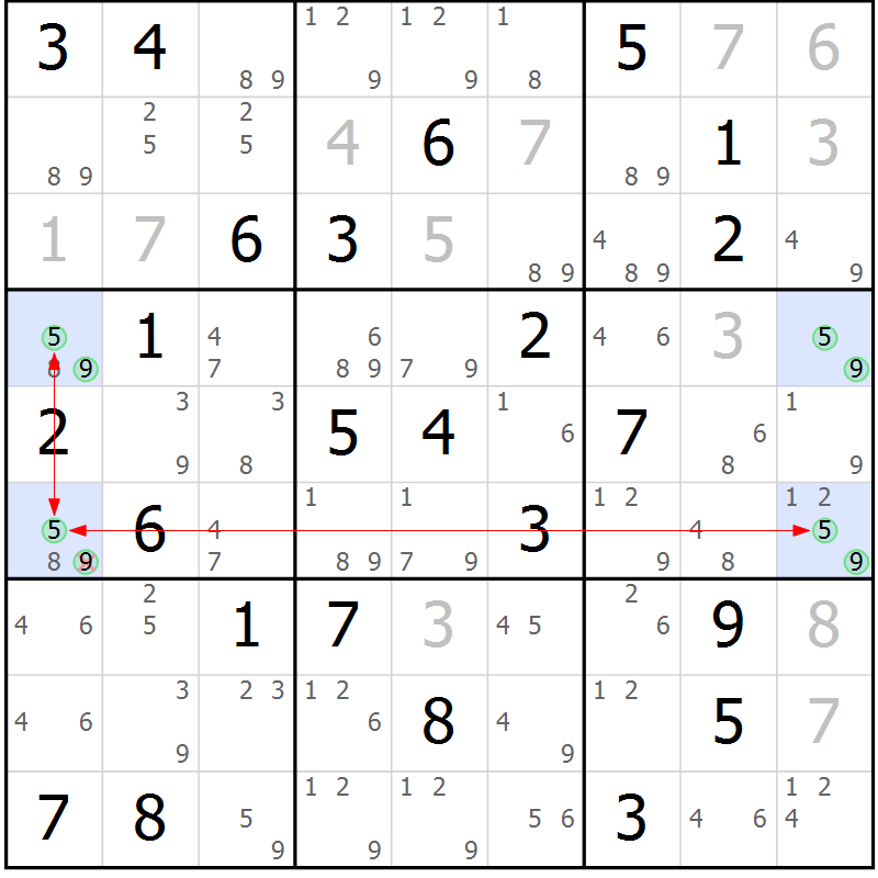 Position des candidats pour la solution de la Gr 66 page 69 du magazine de sudoku Suprême n° 030