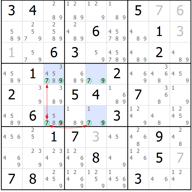 Position des candidats pour la solution de la Gr 66 page 69 du magazine de sudoku Suprême n° 030