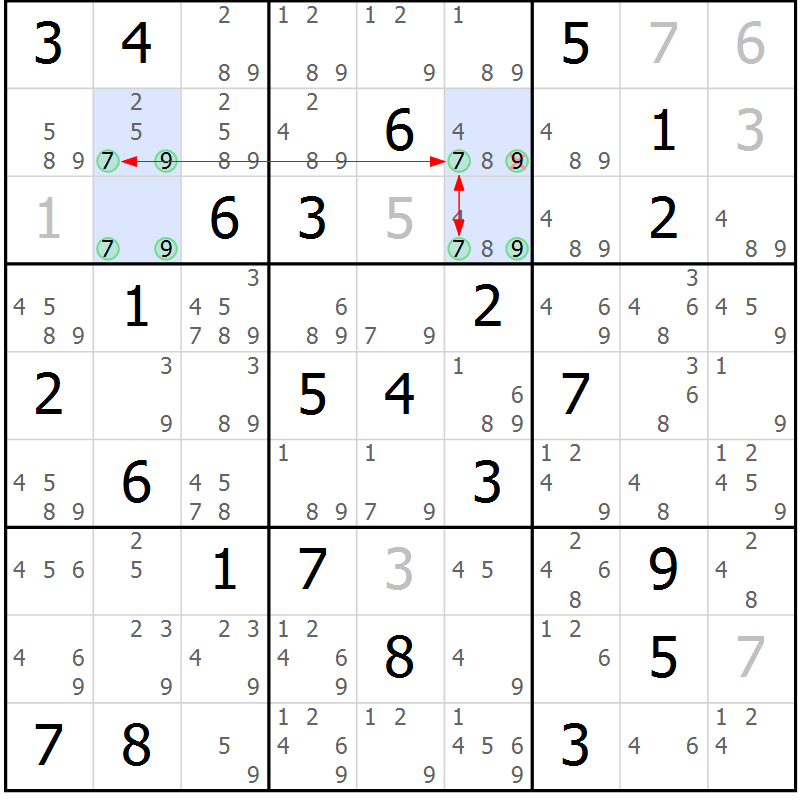 Position des candidats pour la solution de la Gr 66 page 69 du magazine de sudoku Suprême n° 030