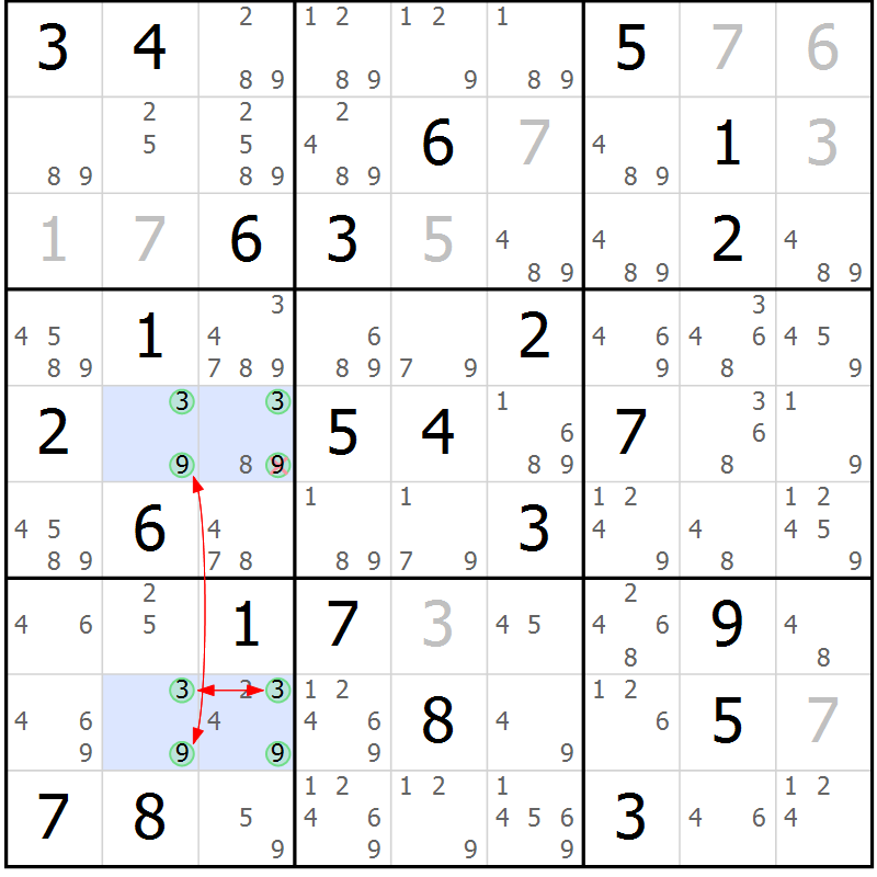 Position des candidats pour la solution de la Gr 66 page 69 du magazine de sudoku Suprême n° 030