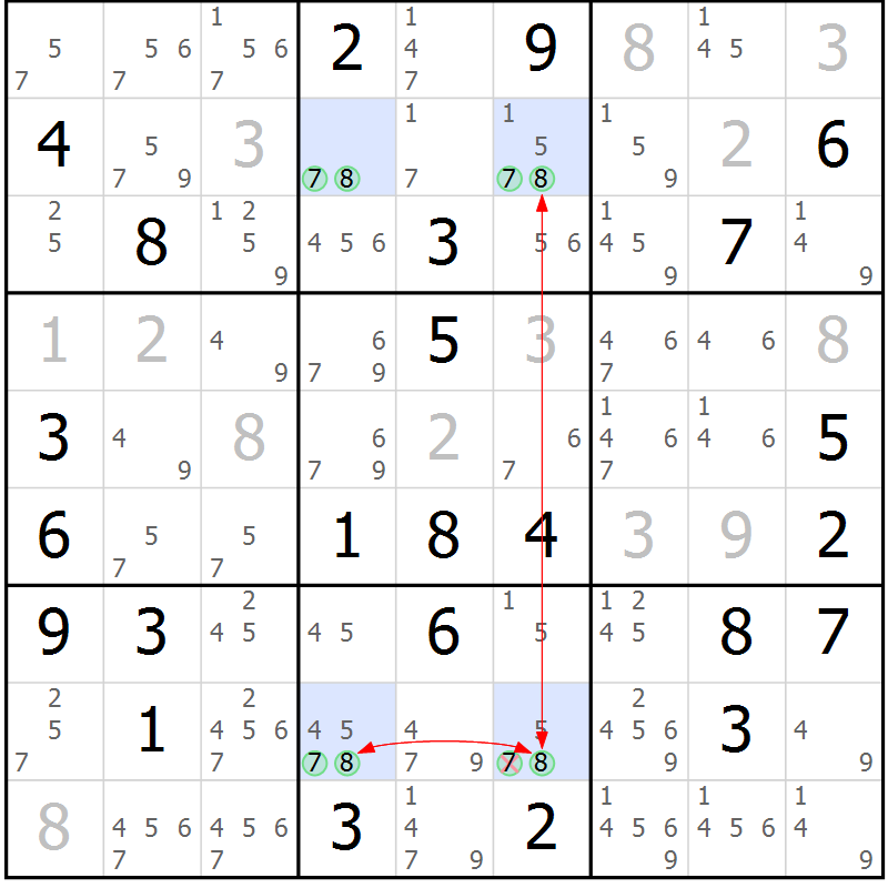 Position des candidats pour la solution de la Gr 67 page 70 du magazine de sudoku Suprême n° 030