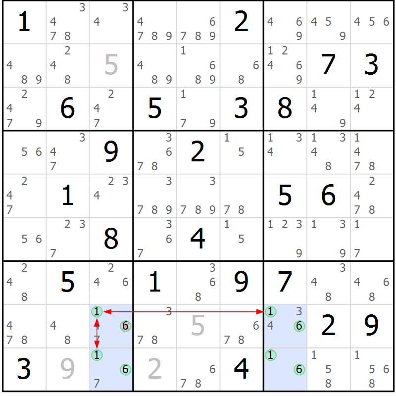 Position des candidats pour la solution de la Gr 71 page 74 du magazine de sudoku Suprême n° 030