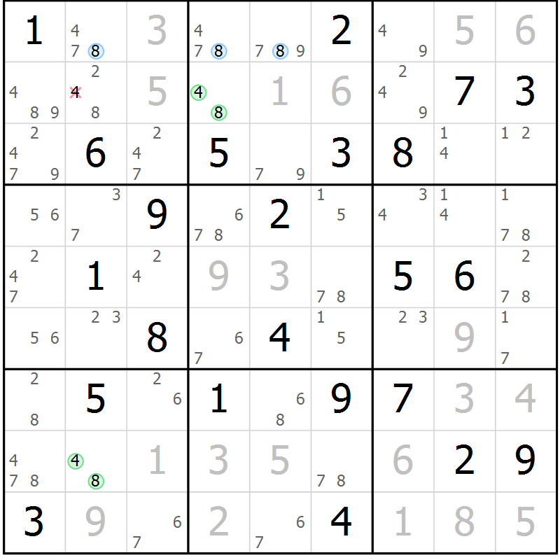 Position des candidats pour la solution de la Gr 71 page 74 du magazine de sudoku Suprême n° 030