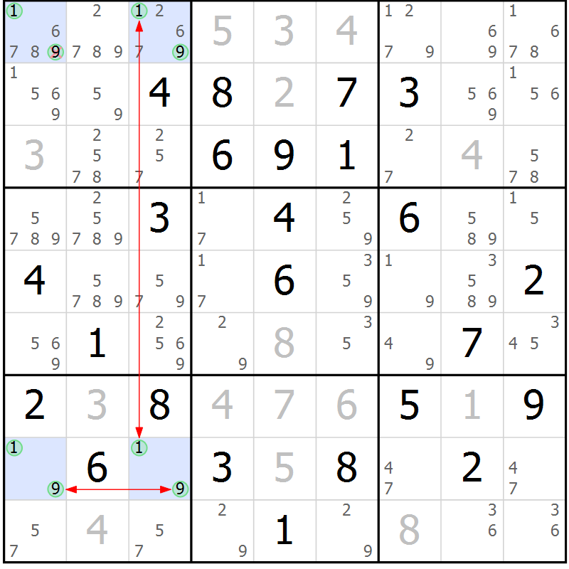 Position des candidats pour la solution de la Gr 74 page 77 du magazine de sudoku Suprême n° 030
