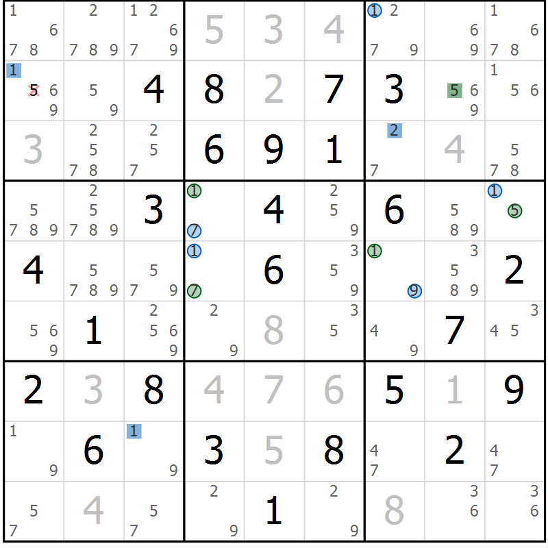 Position des candidats pour la solution de la Gr 74 page 77 du magazine de sudoku Suprême n° 030