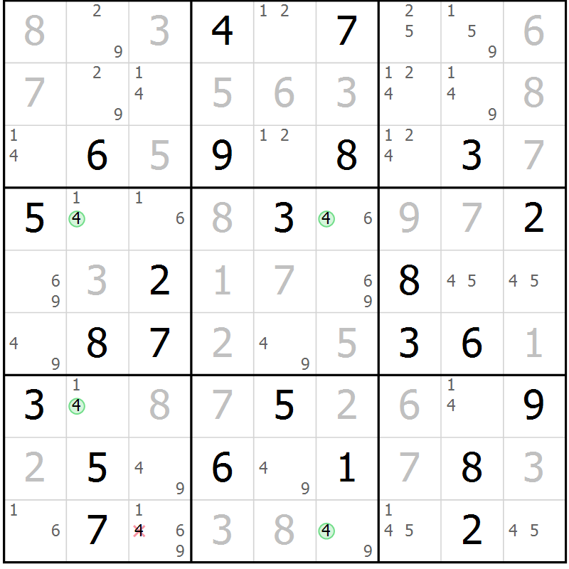 Position des candidats pour la solution de la Gr 76 page 79 du magazine de sudoku Suprême n° 030