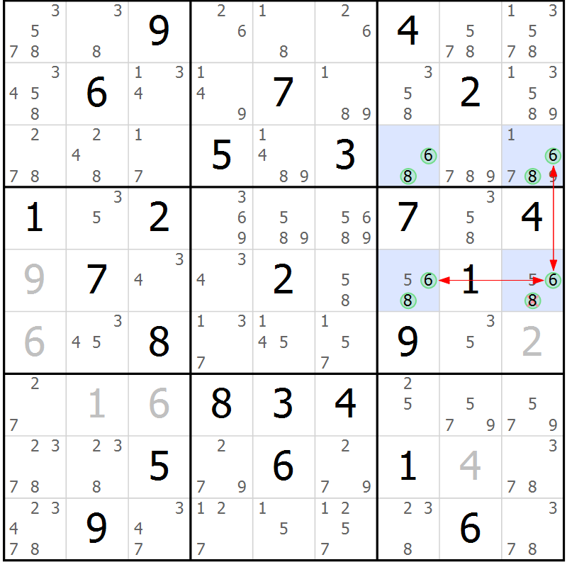 Position des candidats pour la solution de la Gr 77 page 80 du magazine de sudoku Suprême n° 030