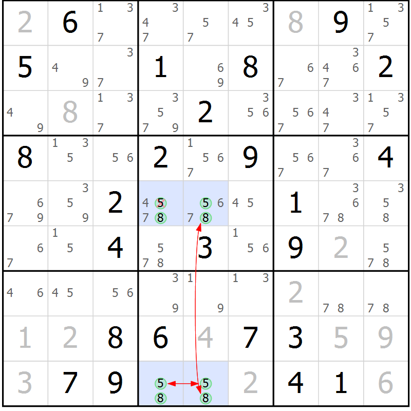 Position des candidats pour la solution de la Gr 79 page 82 du magazine de sudoku Suprême n° 030