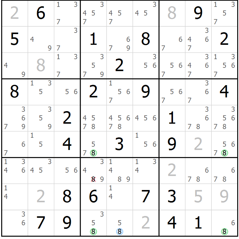 Position des candidats pour la solution de la Gr 79 page 82 du magazine de sudoku Suprême n° 030