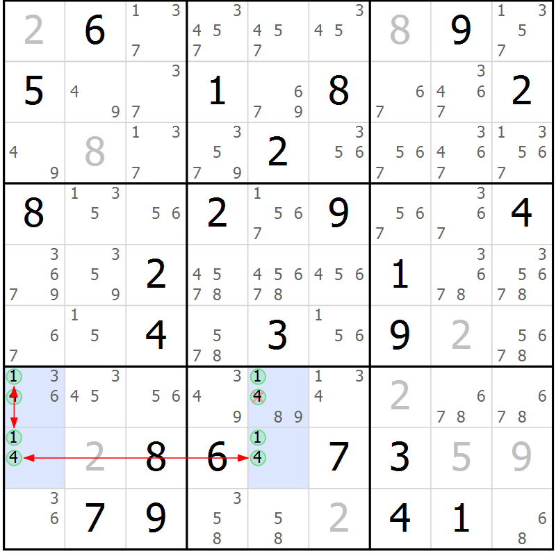 Position des candidats pour la solution de la Gr 79 page 82 du magazine de sudoku Suprême n° 030
